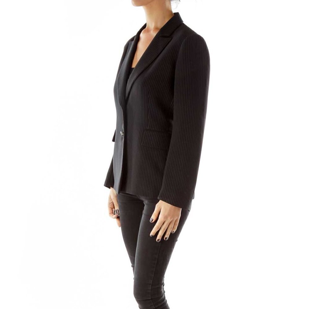 Tahari Black Pinstripe Blazer - Picture 2 of 3
